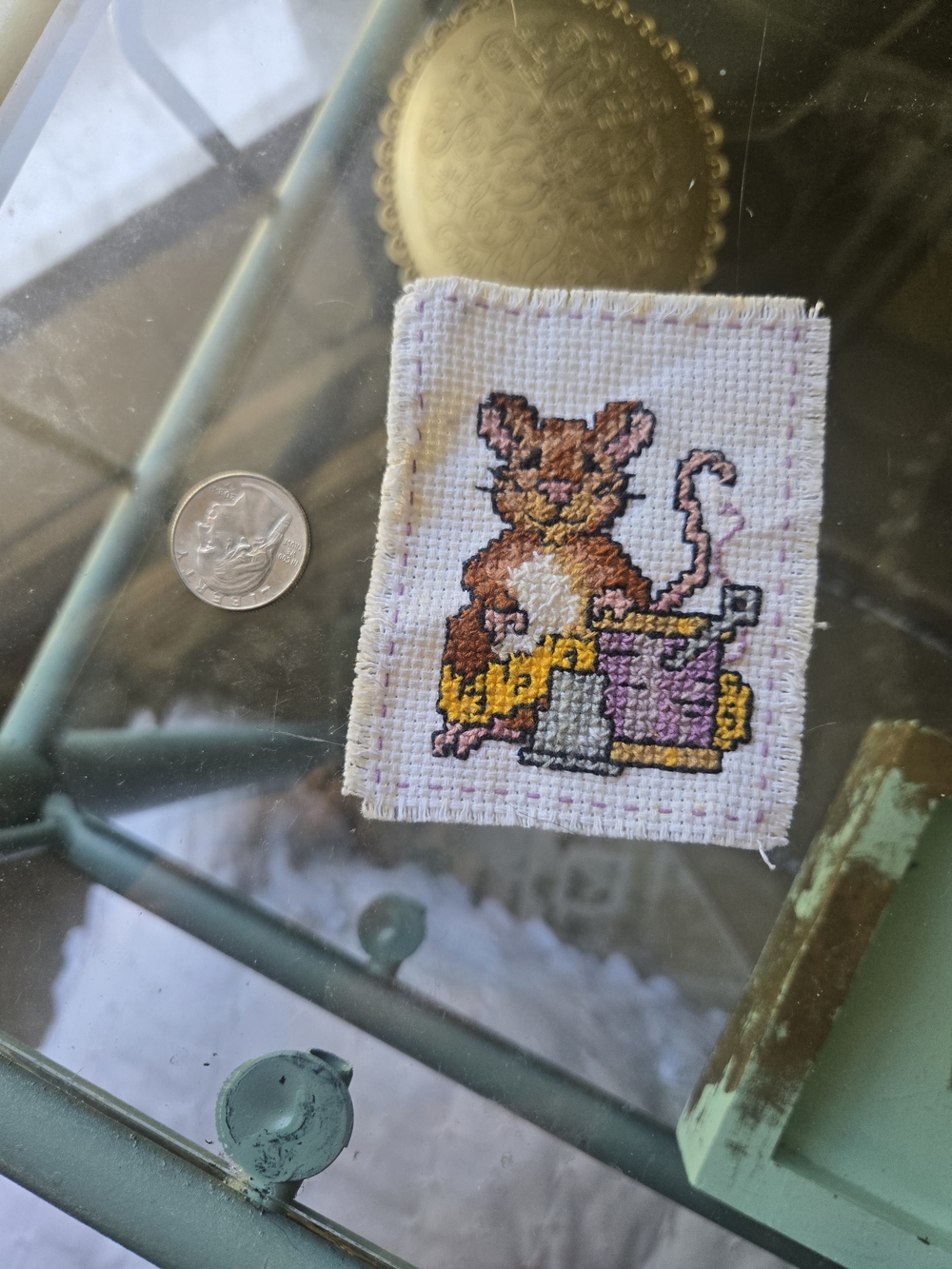 Hand-Embroidered Mouse Sewing Patch - Multi Color
